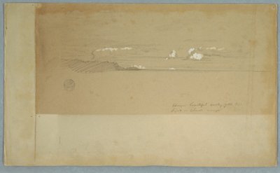 素描，阴天笼罩着丘陵和树林，可能创作于 1857 年 作者 弗雷德里克·埃德温·丘奇