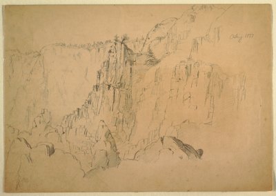 素描，有陡峭岩石的海岸，1885 年 8 月 作者 弗雷德里克·埃德温·丘奇