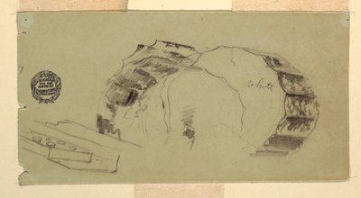 绘图，柱子和门楣残片，雅典，1869 年 4 月 作者 弗雷德里克·埃德温·丘奇