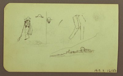 素描，工厂；背面：人物，1883 年 作者 弗雷德里克·埃德温·丘奇
