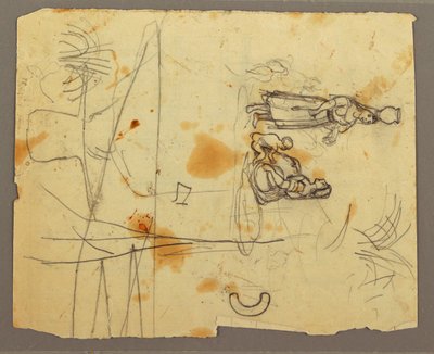 素描，人物素描；背面：书架，1853 年 作者 弗雷德里克·埃德温·丘奇