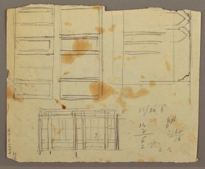 素描，人物素描；背面：书架，1853 年 作者 弗雷德里克·埃德温·丘奇