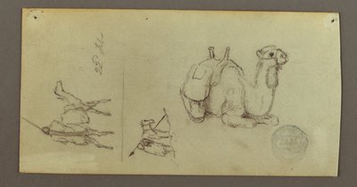 素描，人物和骆驼研究，1868 年 2 月 22 日 作者 弗雷德里克·埃德温·丘奇