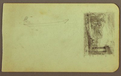 素描，小艇上的人物，绘画草图；背面：题词，1883 年 12 月 作者 弗雷德里克·埃德温·丘奇