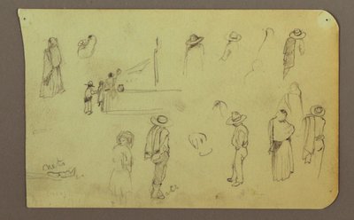 素描，人物，背面：人物，风景，1883 年 作者 弗雷德里克·埃德温·丘奇