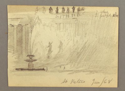 绘画，意大利罗马圣彼得大教堂广场喷泉，1868 年 1 月 作者 弗雷德里克·埃德温·丘奇
