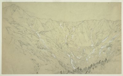 素描，大盆地，卡塔丁山，约 1877 年 作者 弗雷德里克·埃德温·丘奇