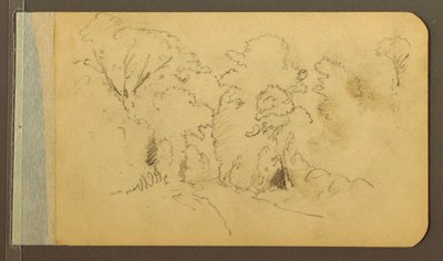 素描，丘陵和山脉；背面：林中道路，1889 年 作者 弗雷德里克·埃德温·丘奇