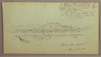 绘图，山丘，河流，1858 年 3 月 作者 弗雷德里克·埃德温·丘奇