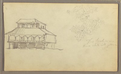 素描，房屋，植物素描，厄瓜多尔或哥伦比亚，1857 年 作者 弗雷德里克·埃德温·丘奇