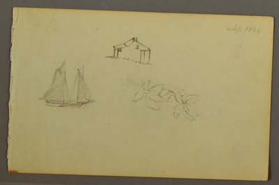 绘图，房屋，帆船，工厂，1844 年 9 月 作者 弗雷德里克·埃德温·丘奇