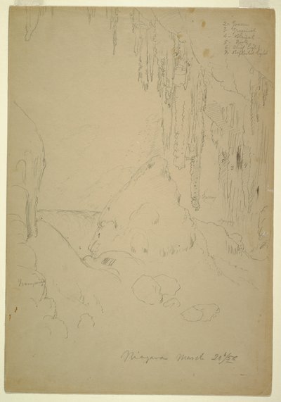 绘图，冰，尼亚加拉大瀑布，1856 年 3 月 20 日 作者 弗雷德里克·埃德温·丘奇