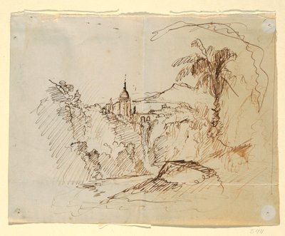 素描，想象中的风景，1865-66 年 作者 弗雷德里克·埃德温·丘奇