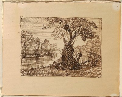 素描，想象中的河流景观，约 1870-73 年 作者 弗雷德里克·埃德温·丘奇