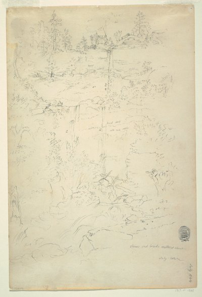 绘图，卡泽斯基尔瀑布，卡泽斯基尔山脉，纽约，1844 年 7 月 作者 弗雷德里克·埃德温·丘奇