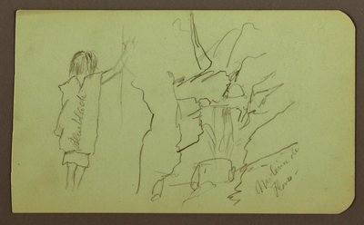 素描、风景、人物；背面：树、桥、植物，1883 年 作者 弗雷德里克·埃德温·丘奇