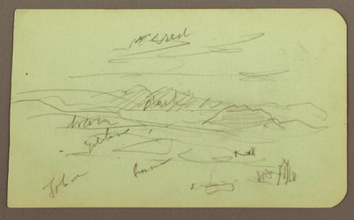 素描，风景，托卢卡；背面：山，教堂，1883 年 作者 弗雷德里克·埃德温·丘奇