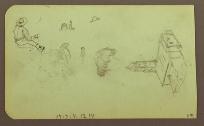 素描，风景；背面：人物，教堂，1883 年 作者 弗雷德里克·埃德温·丘奇