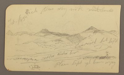 素描，风景，房屋；背面：树顶，1885 年 2 月 作者 弗雷德里克·埃德温·丘奇