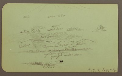 素描，有教堂的风景；背面：风景，1883 年 作者 弗雷德里克·埃德温·丘奇