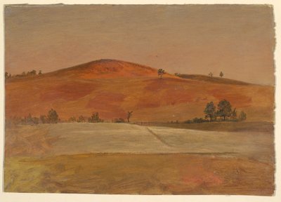 素描，有低丘和田野的风景，1870-80 年 作者 弗雷德里克·埃德温·丘奇