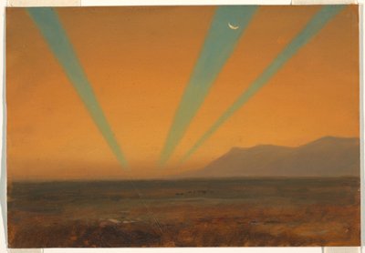 素描，夕阳下的风景，1860-70 年 作者 弗雷德里克·埃德温·丘奇