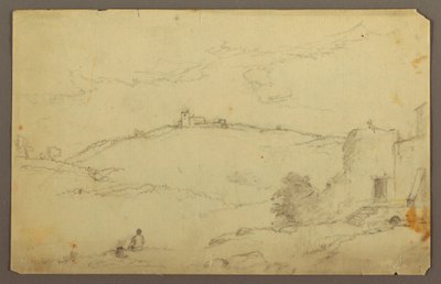 素描，有人物的风景，1885 年 作者 弗雷德里克·埃德温·丘奇