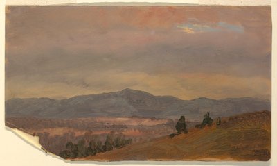 素描，《遥望远山》，纽约哈德逊河谷，1870-80 年 作者 弗雷德里克·埃德温·丘奇