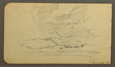 绘图，船上的男子、巨石、树干、树木，1878 年 作者 弗雷德里克·埃德温·丘奇