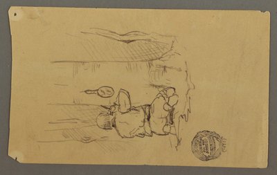 素描，男子剃须，从背面看，可能创作于 1878 年 作者 弗雷德里克·埃德温·丘奇