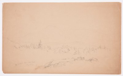 素描，"从西部看卡塔丁山"[向西眺望卡塔丁山]，1852 年 8 月 作者 弗雷德里克·埃德温·丘奇