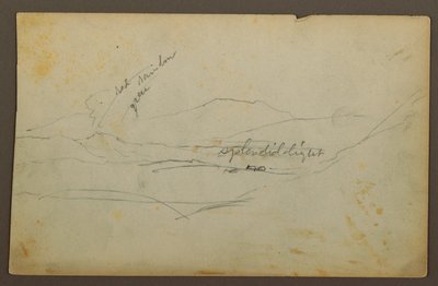 素描，山景，哥伦比亚或厄瓜多尔，1853 年 作者 弗雷德里克·埃德温·丘奇