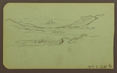 素描，山景；背面：风景，1883 年 作者 弗雷德里克·埃德温·丘奇