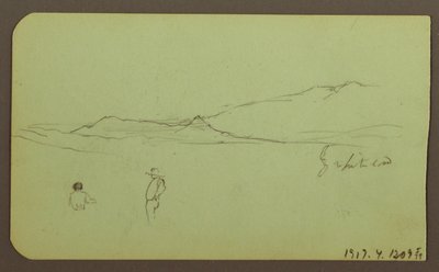 素描，山景；背面：山景，人物，1883 年 作者 弗雷德里克·埃德温·丘奇