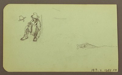素描，山景；背面：人物坐像，山，1883 年 作者 弗雷德里克·埃德温·丘奇