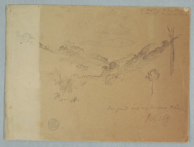 素描，厄瓜多尔乔尔杰附近的山景，1857年7月23日 作者 弗雷德里克·埃德温·丘奇