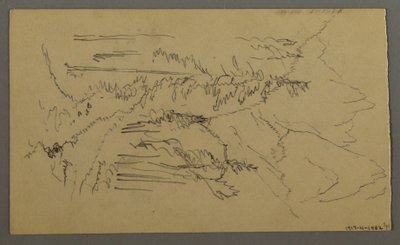素描，山峰，划艇上的两个人物，1868 年 8 月 作者 弗雷德里克·埃德温·丘奇