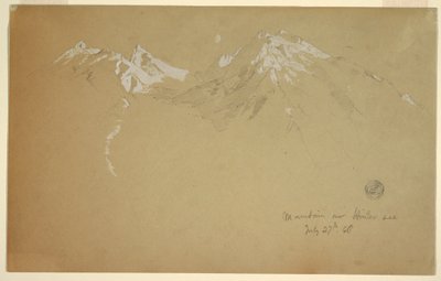 素描，"Hintersee 上的山"，1868 年 7 月 27 日，巴伐利亚贝希特斯加登附近 作者 弗雷德里克·埃德温·丘奇
