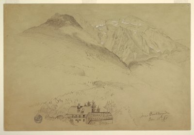 绘图，巴伐利亚贝希特斯加登附近的戈尔山和布雷特山，1868 年 6 月 28 日 作者 弗雷德里克·埃德温·丘奇