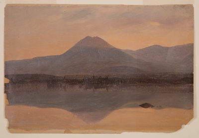素描，卡塔丁山从卡塔丁湖远眺卡塔丁山，1860-70 年 作者 弗雷德里克·埃德温·丘奇