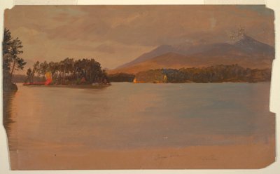 素描，从托格池塘看卡塔丁山，1878 年 作者 弗雷德里克·埃德温·丘奇