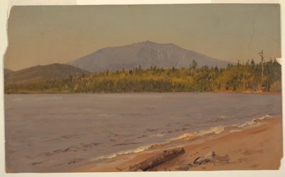 图画，从 Togue Pond 望 Katahdin 山，可能创作于 1878 年 作者 弗雷德里克·埃德温·丘奇