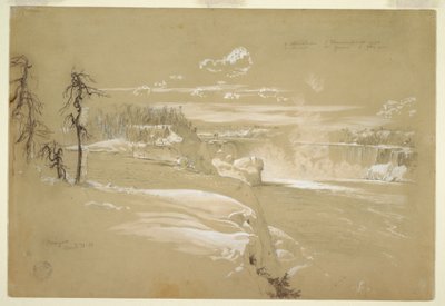 绘画，冬季的尼亚加拉瀑布，1856 年 3 月 21 日 作者 弗雷德里克·埃德温·丘奇