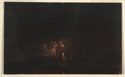 素描，夜钓场景，1868-69 年 作者 弗雷德里克·埃德温·丘奇