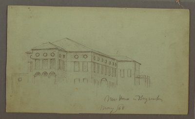 素描，老房子，贝鲁特，1868 年 作者 弗雷德里克·埃德温·丘奇