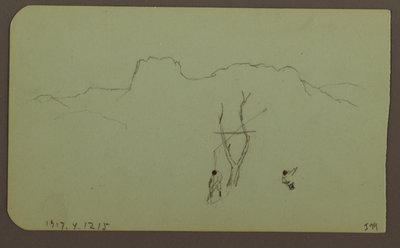 素描，岩壁，壁柱；背面：山景，人物，1883 年 作者 弗雷德里克·埃德温·丘奇
