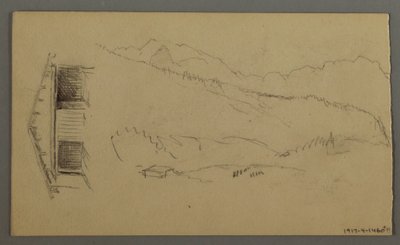 素描，屋顶，大门，山峰，1868 年 8 月 作者 弗雷德里克·埃德温·丘奇