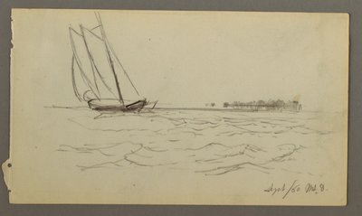 绘画，乘风破浪的帆船，1860 年 作者 弗雷德里克·埃德温·丘奇