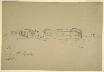 素描，速写，意大利南部 Paestum，1869 年 4 月 作者 弗雷德里克·埃德温·丘奇