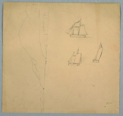 素描，风景和船只研究，1850-51 年 作者 弗雷德里克·埃德温·丘奇
